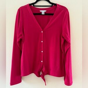 Tommy Bahama Red Button-Down V-Neck Shirt